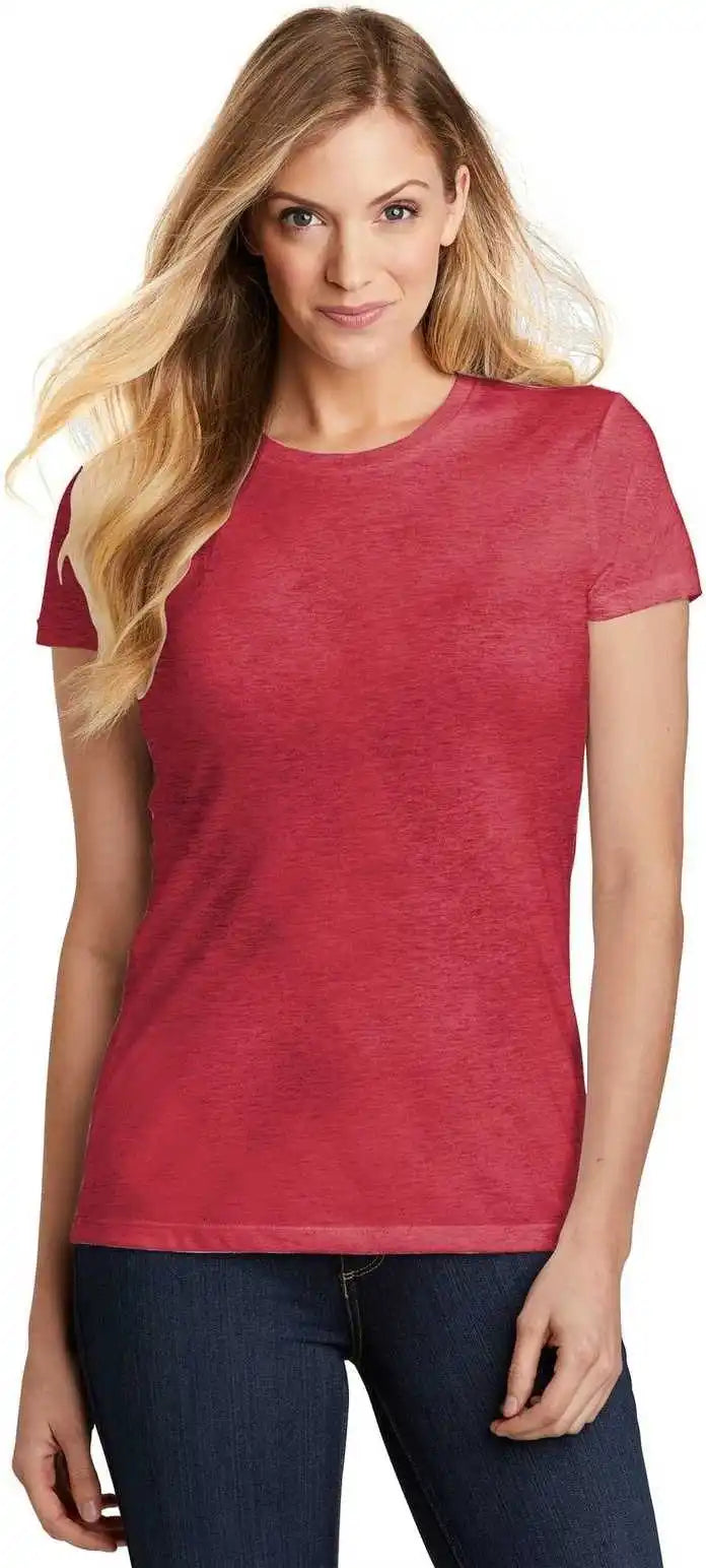 District Dt155 Women’s Fitted Perfect Tri Tee - Red Frost