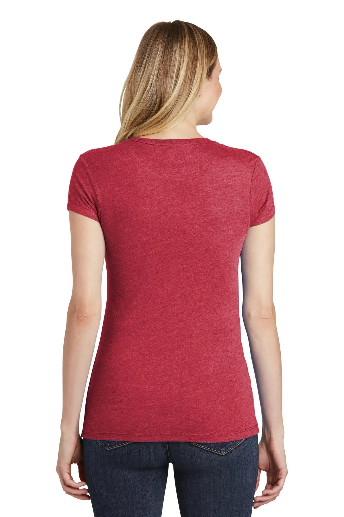 District Dt155 Women’s Fitted Perfect Tri Tee - Red Frost