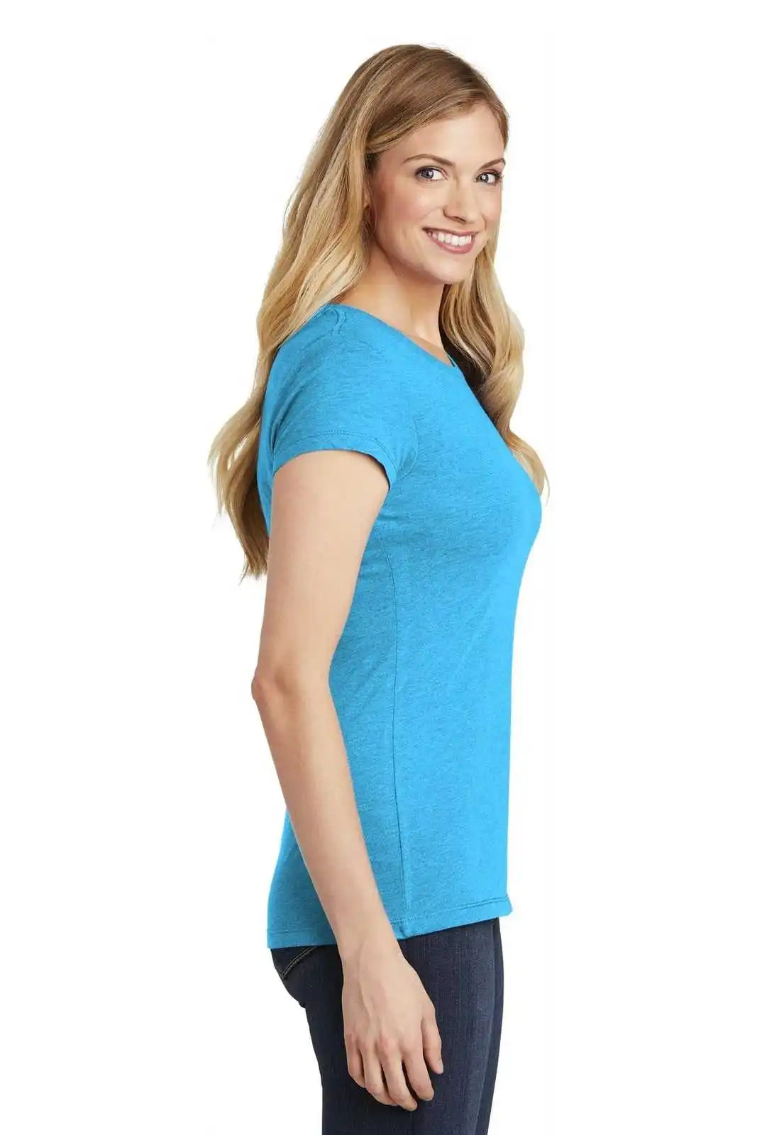 District Dt155 Women’s Fitted Perfect Tri Tee Turquoise Frost