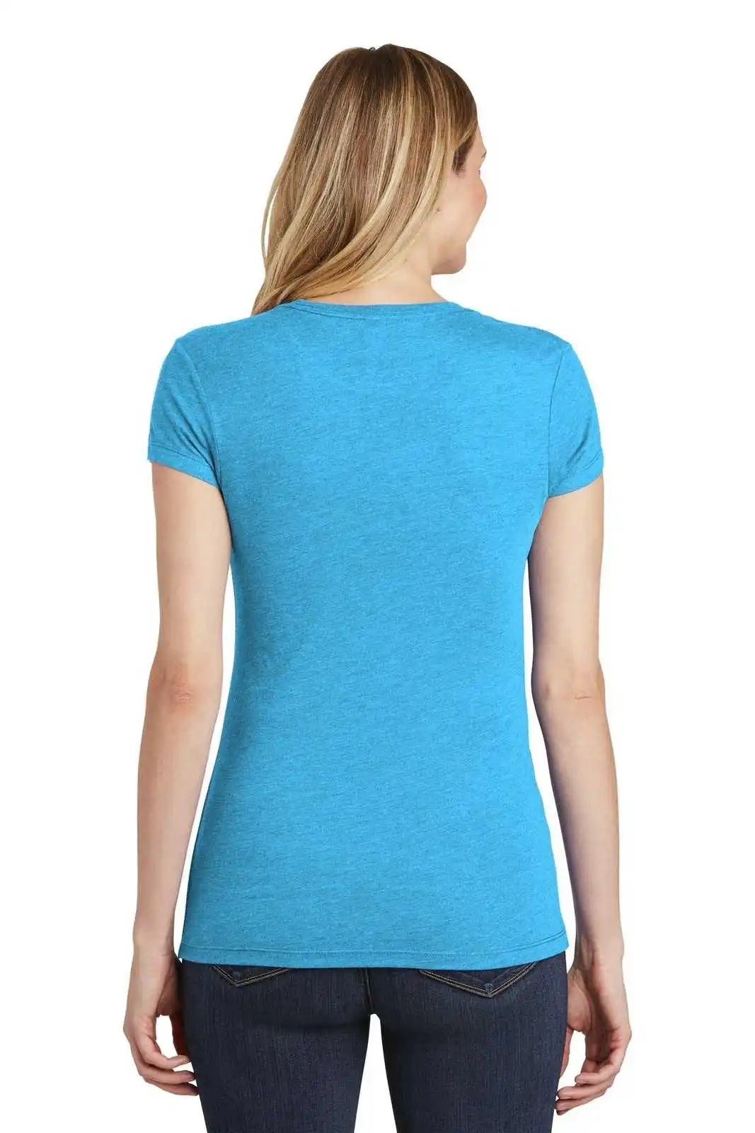 District Dt155 Women’s Fitted Perfect Tri Tee - Turquoise Frost