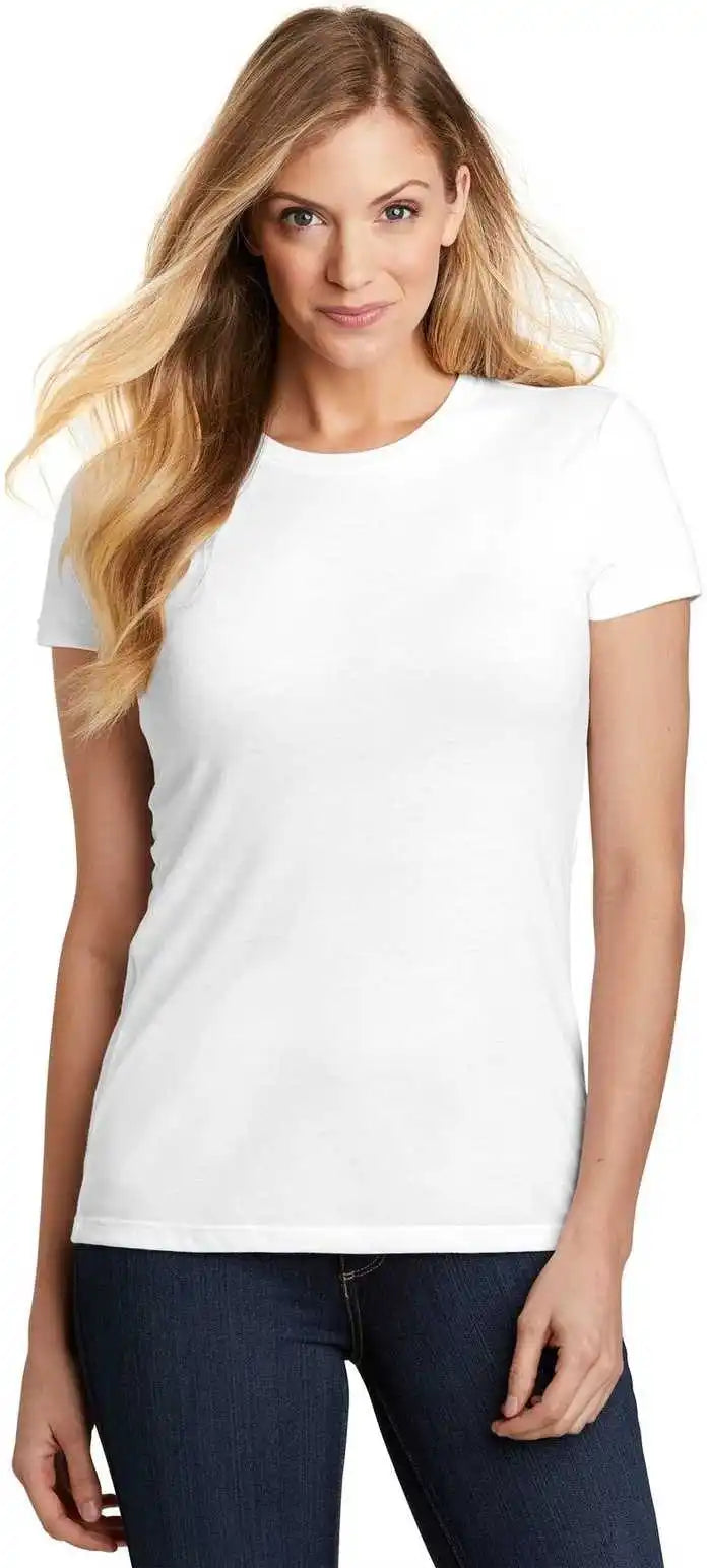 District Dt155 Women’s Fitted Perfect Tri Tee - White
