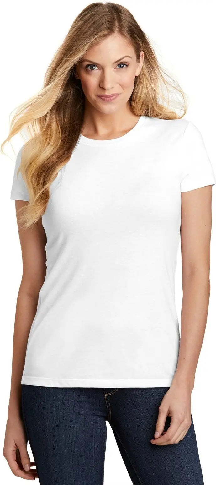 District Dt155 Women’s Fitted Perfect Tri Tee - White - Ladies Xs