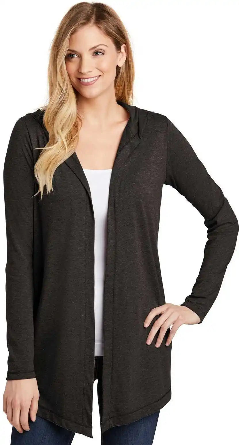District Dt156 Women’s Perfect Tri Hooded Cardigan Black Frost