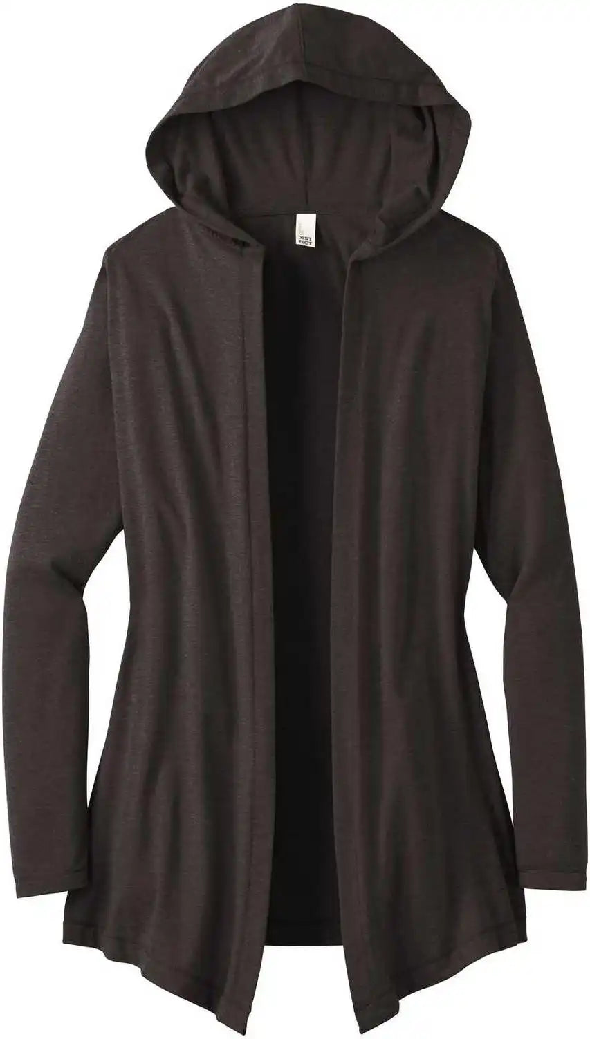 District Dt156 Women’s Perfect Tri Hooded Cardigan Black Frost