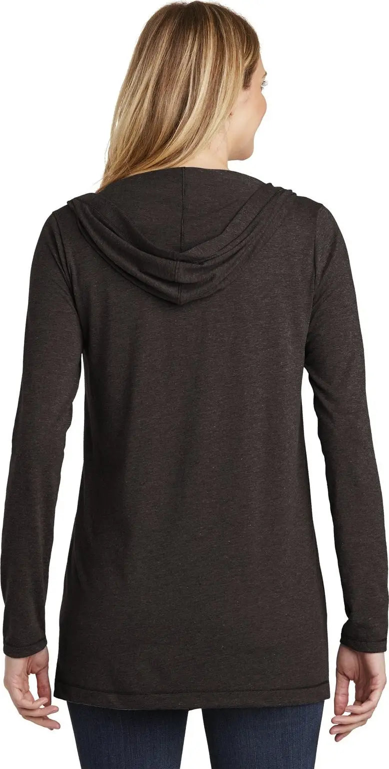 District Dt156 Women’s Perfect Tri Hooded Cardigan - Black Frost