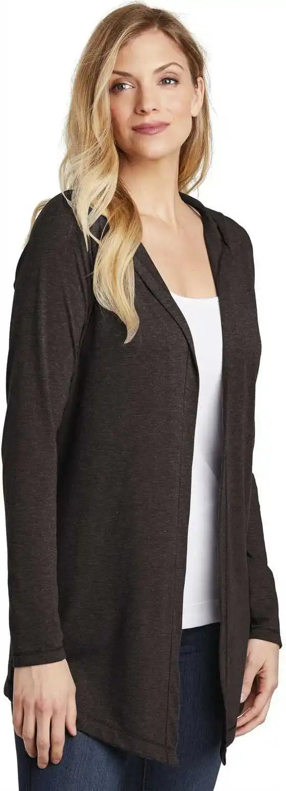 District Dt156 Women’s Perfect Tri Hooded Cardigan Black Frost