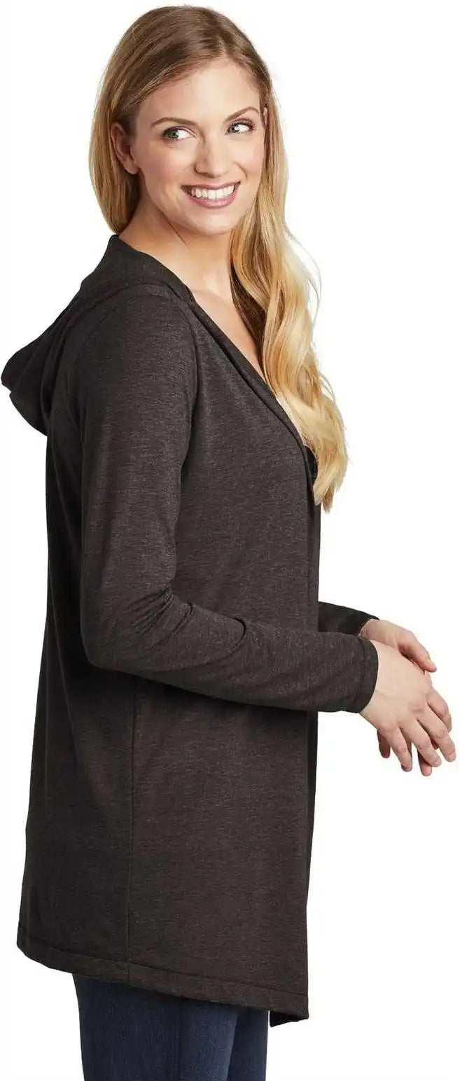 District Dt156 Women’s Perfect Tri Hooded Cardigan Black Frost