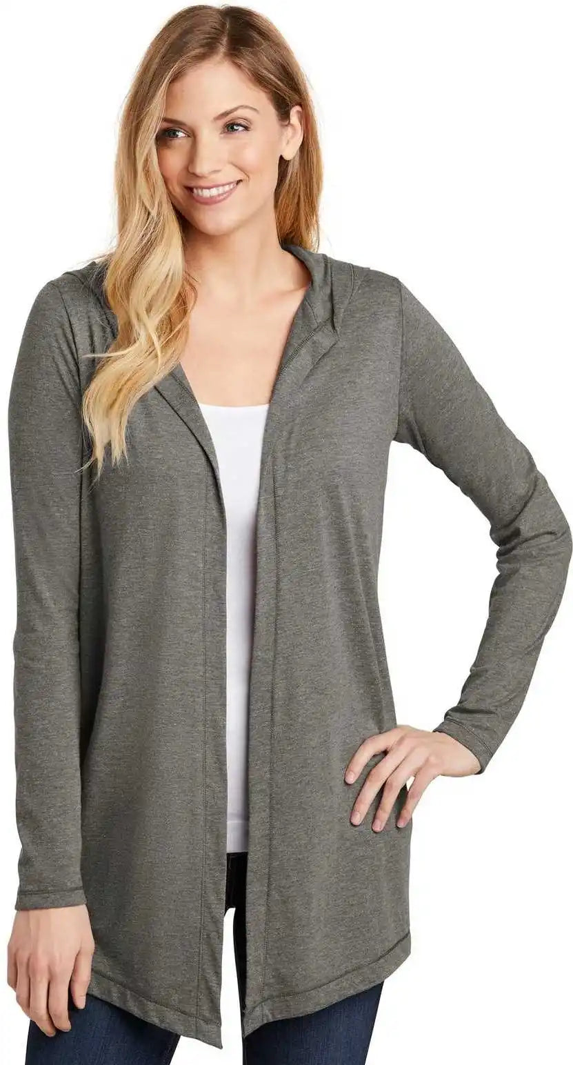 District Dt156 Women’s Perfect Tri Hooded Cardigan - Gray Frost