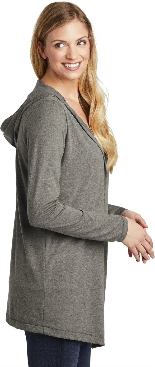 District Dt156 Women’s Perfect Tri Hooded Cardigan - Gray Frost