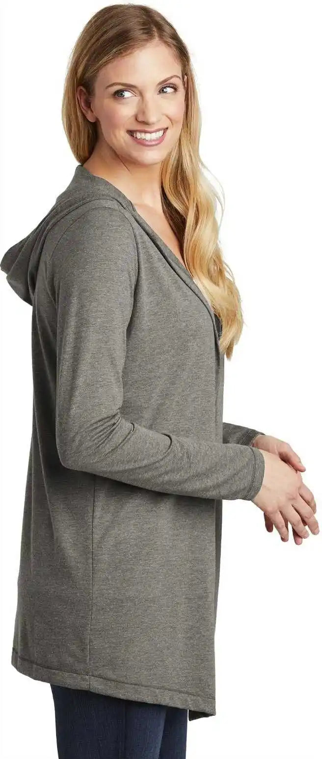 District Dt156 Women’s Perfect Tri Hooded Cardigan Gray Frost