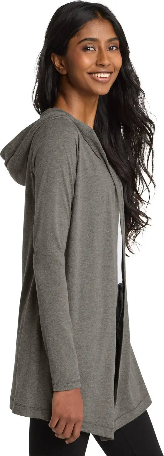 District Dt156 Women’s Perfect Tri Hooded Cardigan - Gray Frost