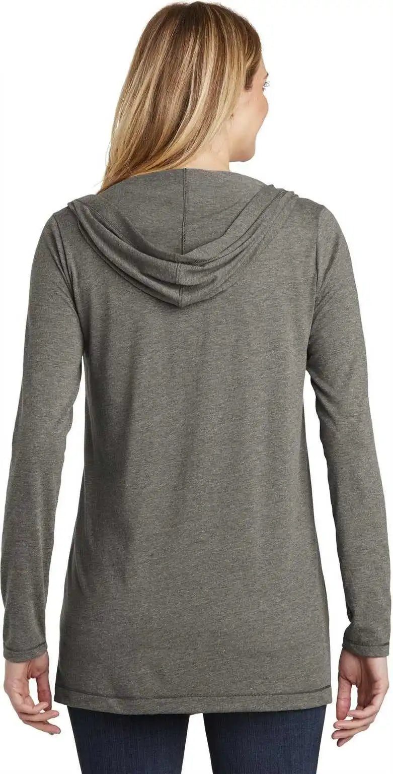 District Dt156 Women’s Perfect Tri Hooded Cardigan Gray Frost