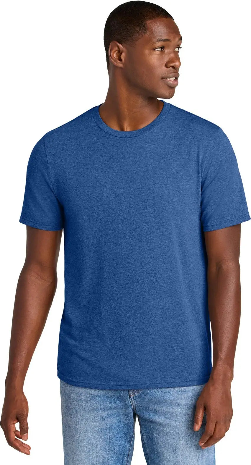 District Dt184 Perfect Weight Cvc Tee - Heathered Deep Royal - Adult Xs