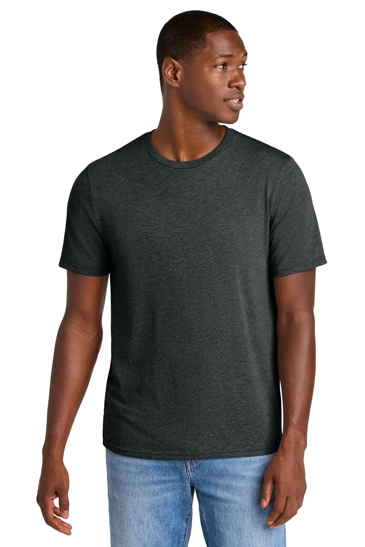 District Dt184 Perfect Weight Cvc Tee - Jet Black Heather - Adult Xs
