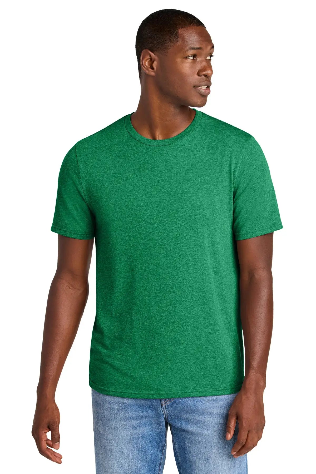District Dt184 Perfect Weight Cvc Tee - Meadow Green Heather - Adult Xs