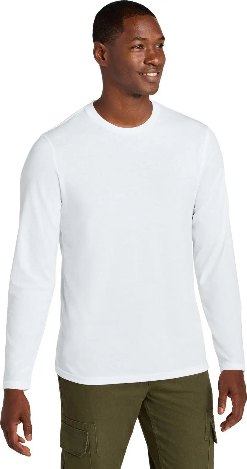 District Dt185 Perfect Weight Cvc Long Sleeve Tee - Bright White - Adult Xs