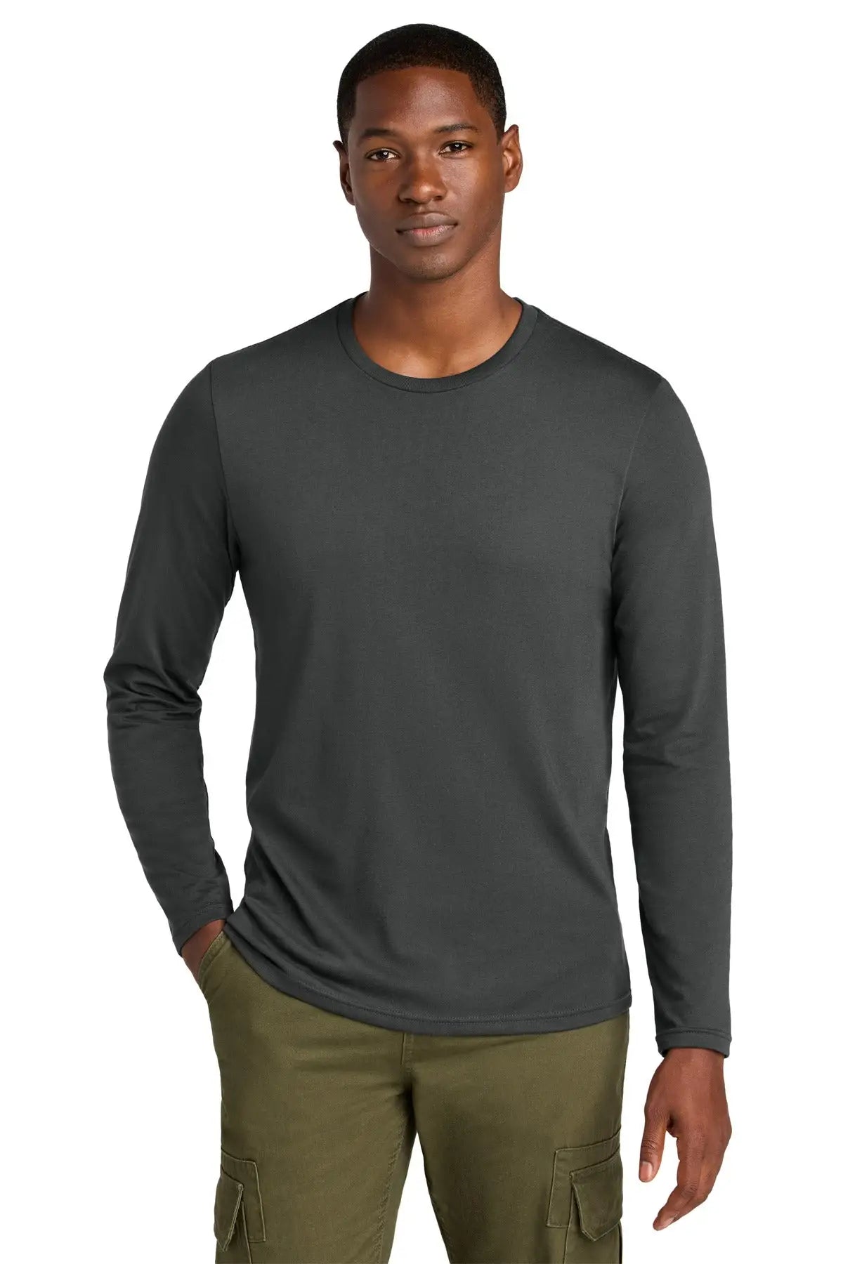 District Dt185 Perfect Weight Cvc Long Sleeve Tee - Charcoal - Adult Xs