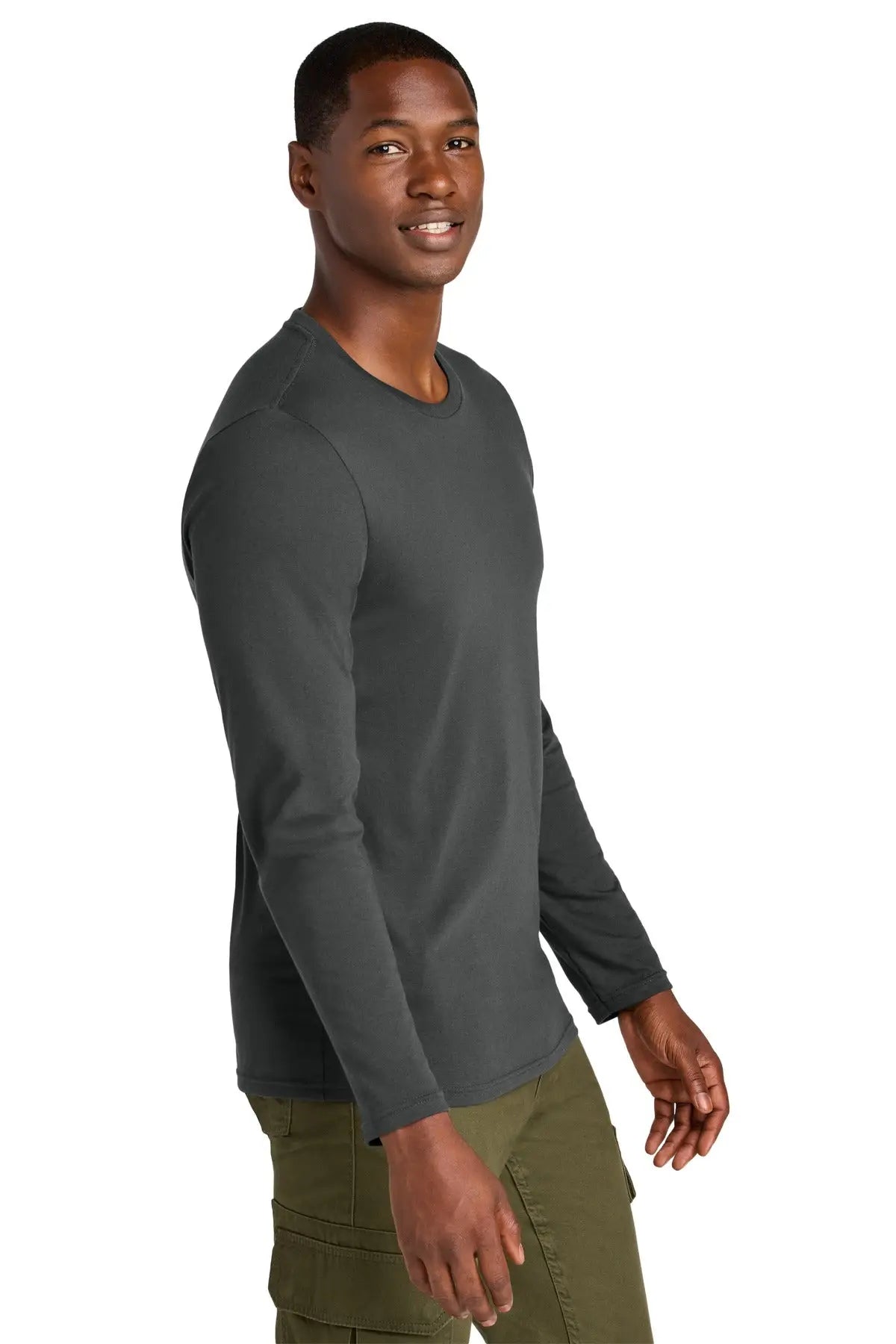 District Dt185 Perfect Weight Cvc Long Sleeve Tee - Charcoal