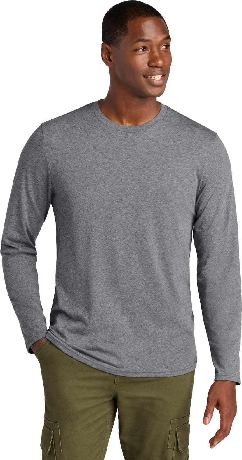 District Dt185 Perfect Weight Cvc Long Sleeve Tee - Graphite Heather - Adult Xs