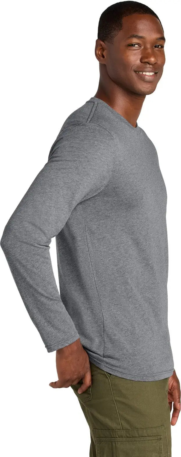 District Dt185 Perfect Weight Cvc Long Sleeve Tee - Graphite Heather