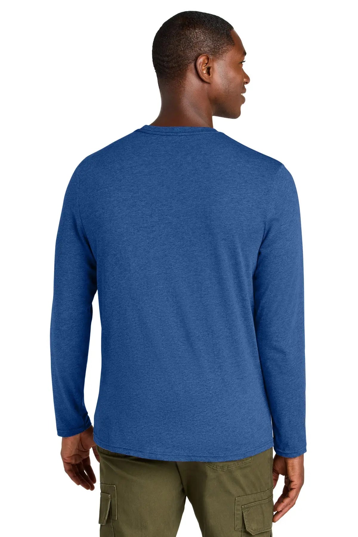 District Dt185 Perfect Weight Cvc Long Sleeve Tee - Heathered Deep Royal