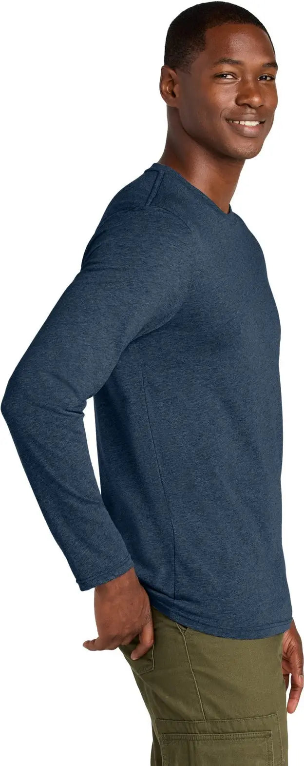 District Dt185 Perfect Weight Cvc Long Sleeve Tee - Heathered Navy