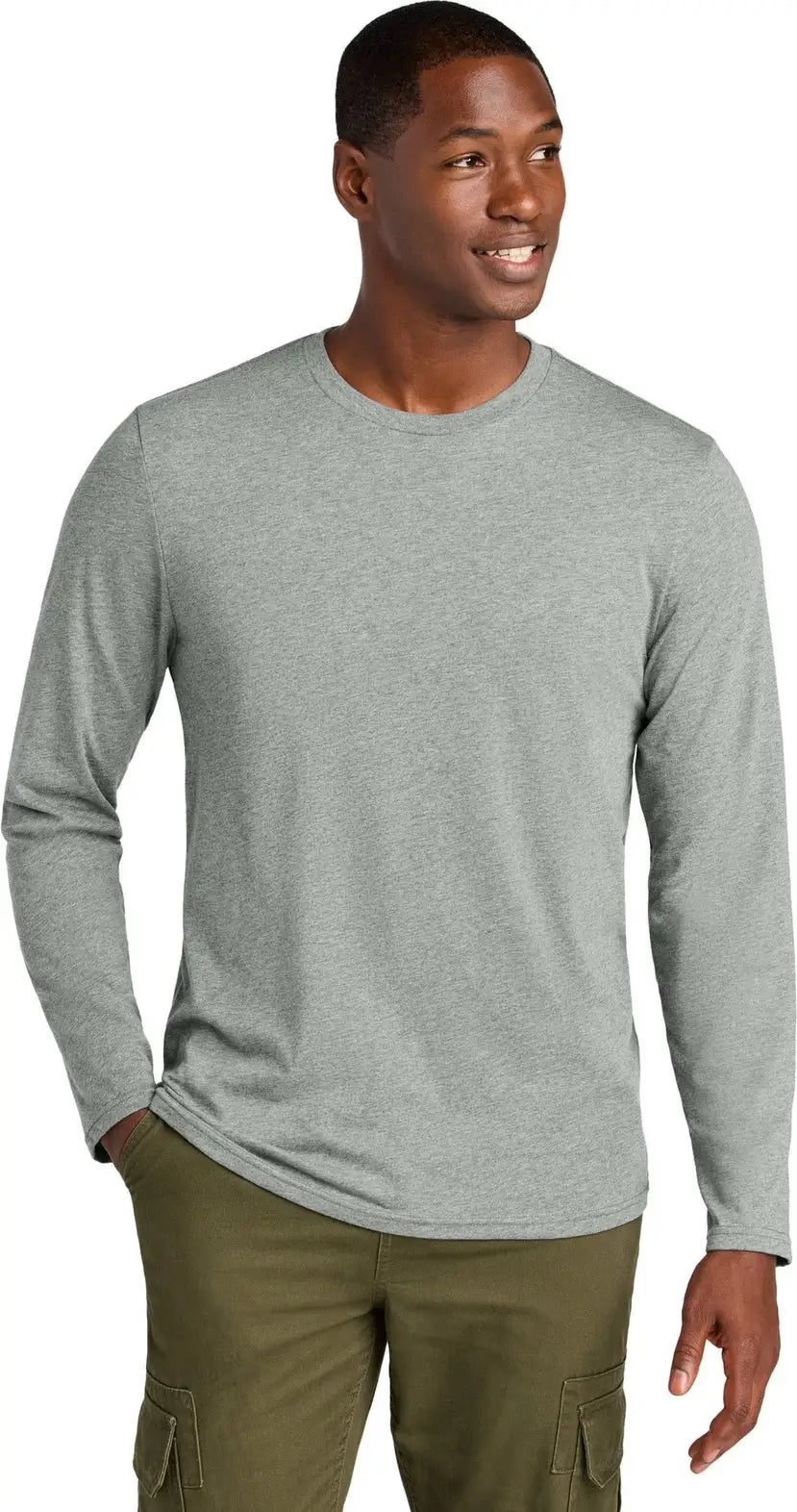 District Dt185 Perfect Weight Cvc Long Sleeve Tee - Light Heather Gray - Adult Xs