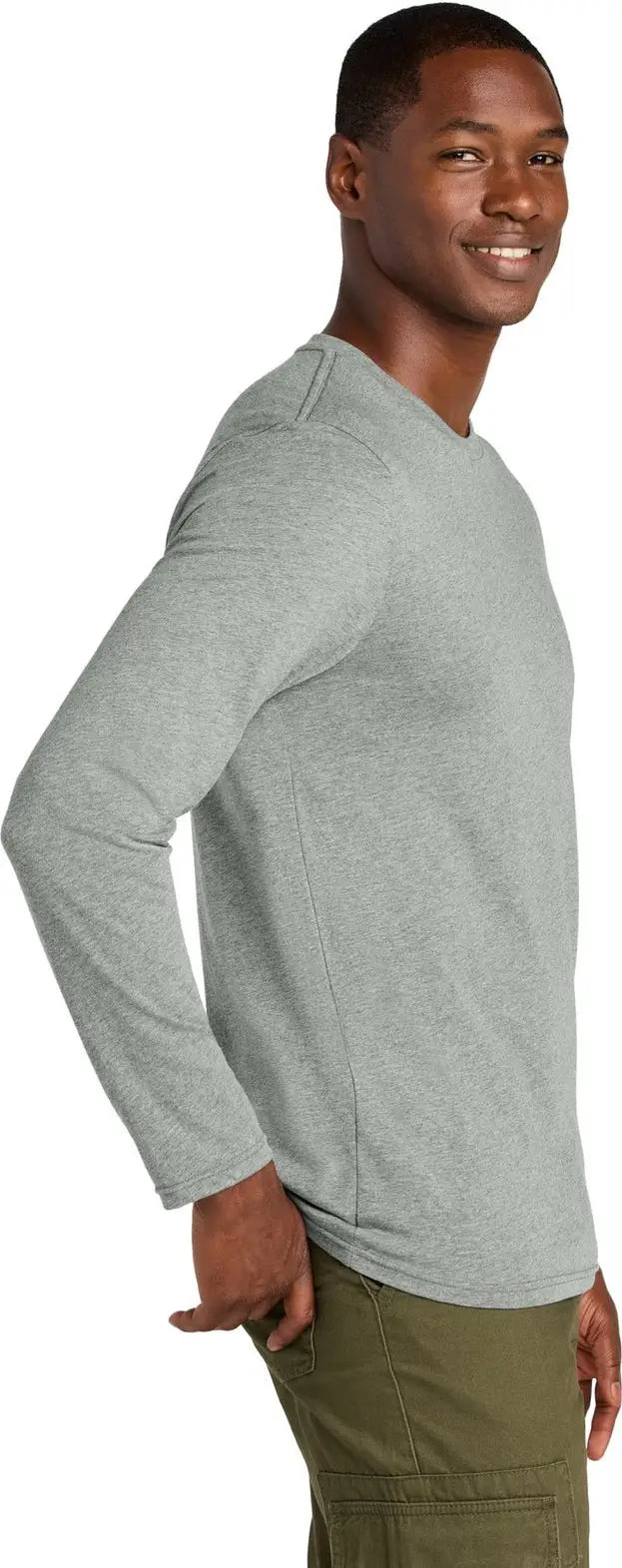 District Dt185 Perfect Weight Cvc Long Sleeve Tee - Light Heather Gray