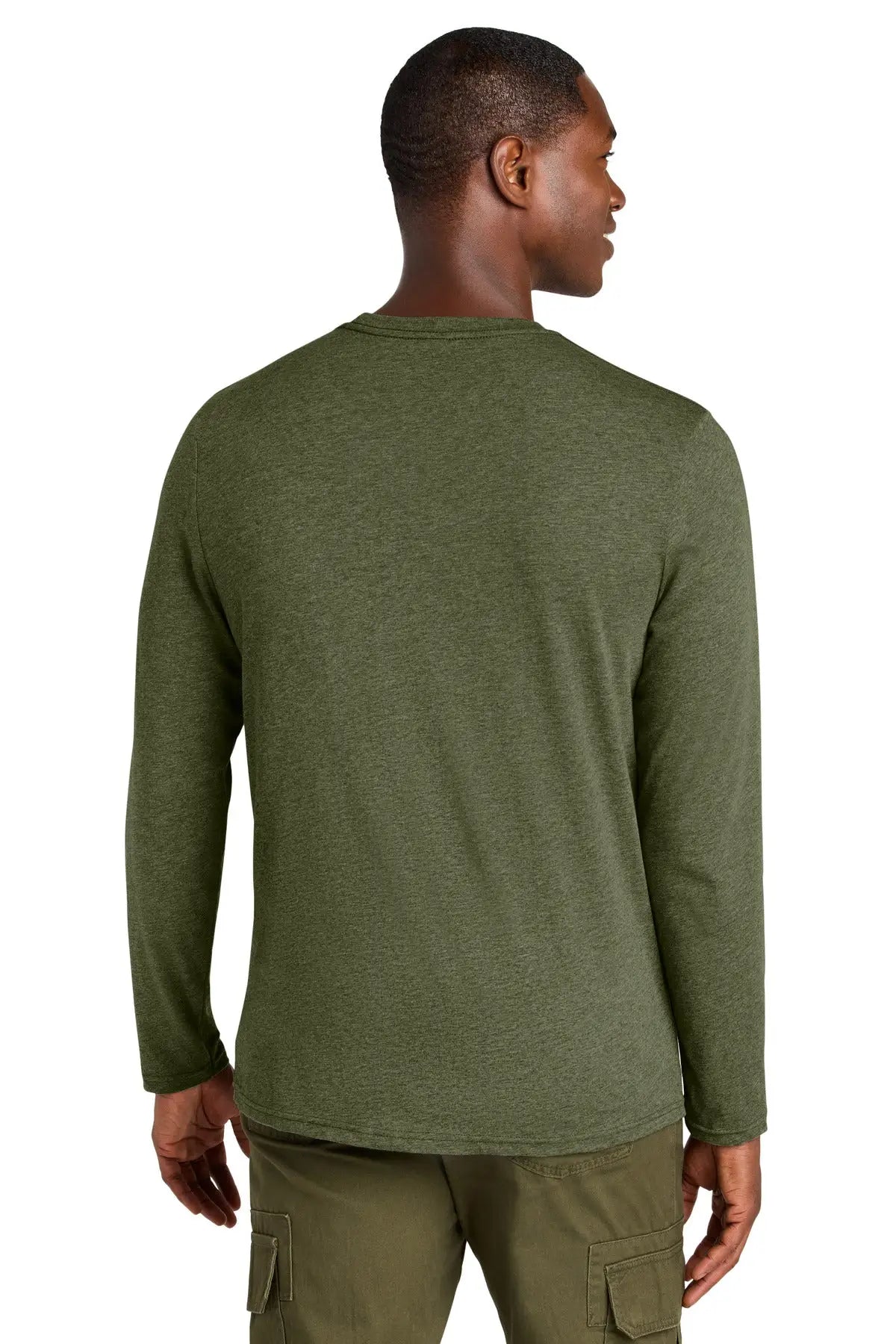 District Dt185 Perfect Weight Cvc Long Sleeve Tee - Military Green Heather