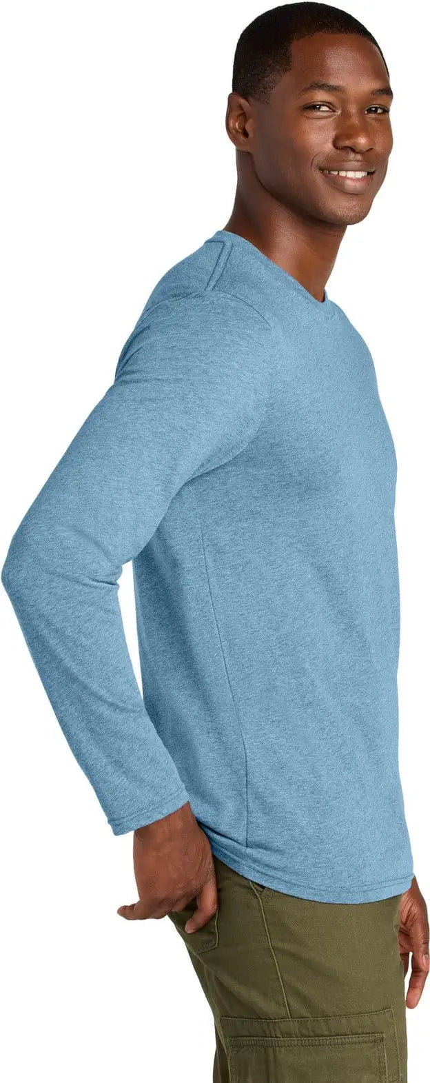 District Dt185 Perfect Weight Cvc Long Sleeve Tee - Tundra Blue Heather
