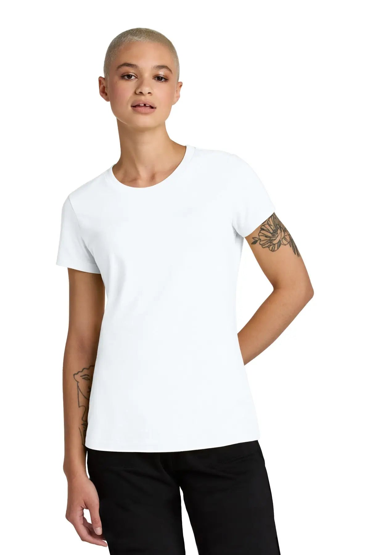 District Dt188 Women’s Perfect Weight Cvc Tee - Bright White - Ladies Xs