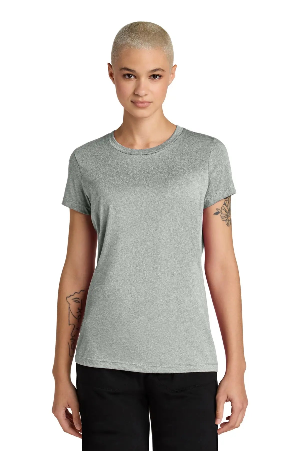 District Dt188 Women’s Perfect Weight Cvc Tee - Light Heather Gray - Ladies Xs