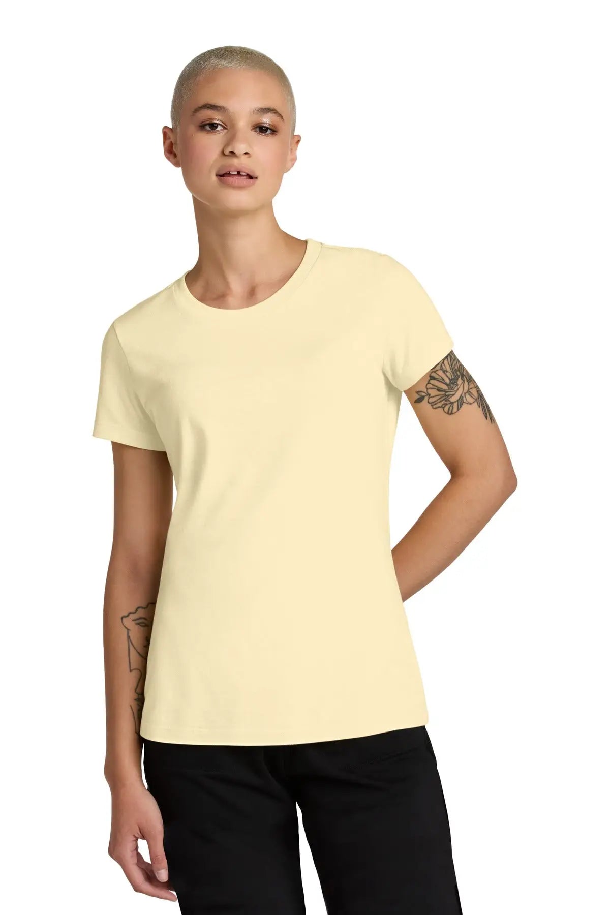 District Dt188 Women’s Perfect Weight Cvc Tee - Soft Yellow - Ladies Xs