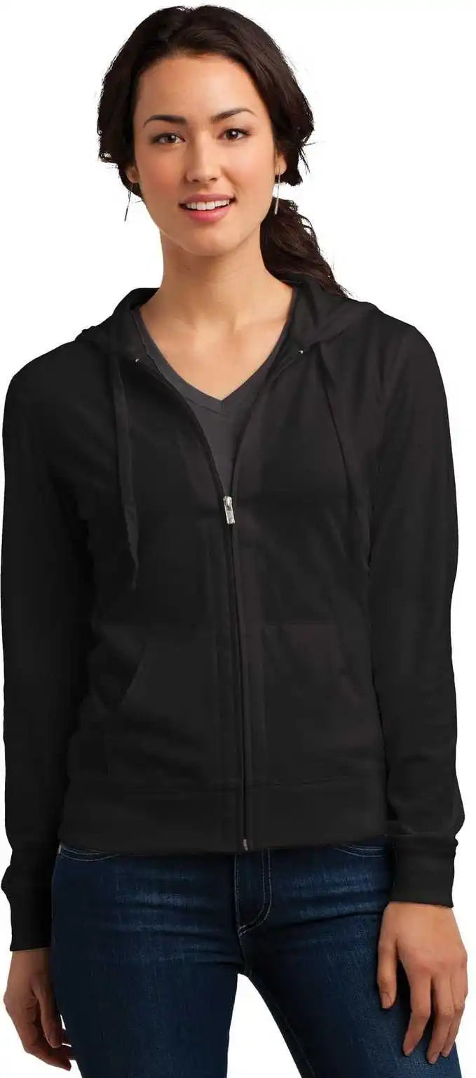District Dt2100 Women’s Fitted Jersey Full Zip Hoodie Black