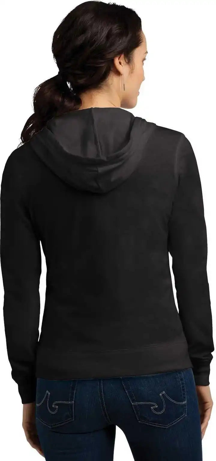 District Dt2100 Women’s Fitted Jersey Full Zip Hoodie Black