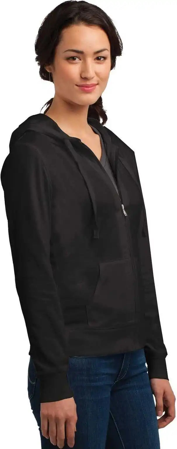 District Dt2100 Women’s Fitted Jersey Full Zip Hoodie Black