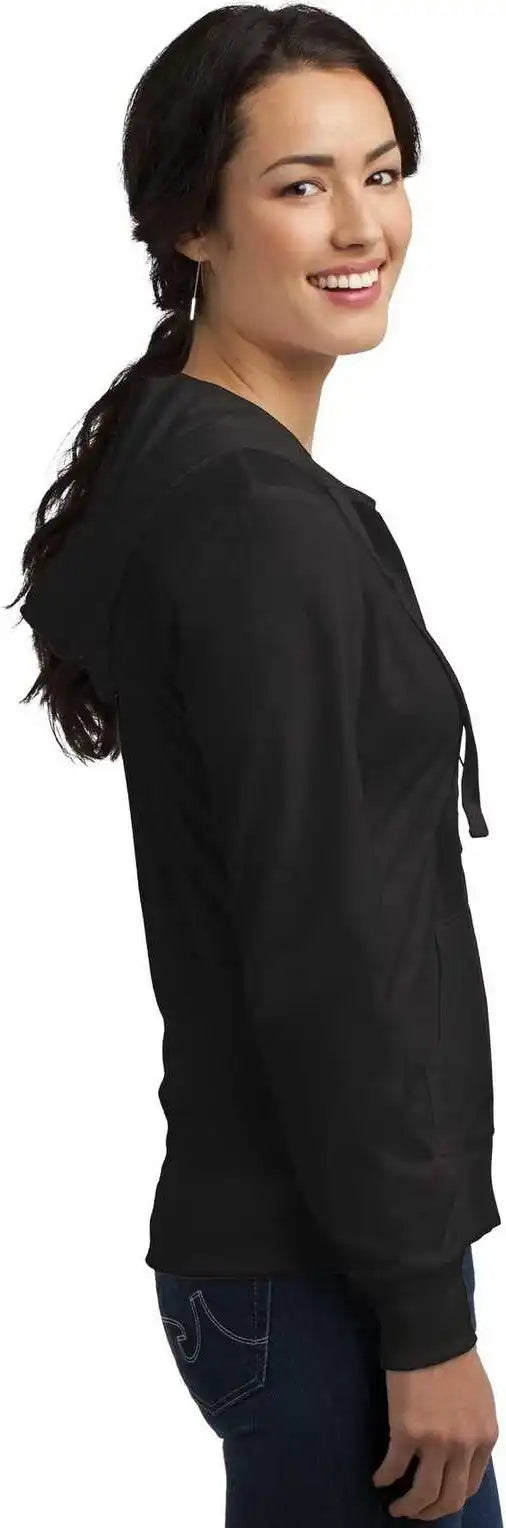 District Dt2100 Women’s Fitted Jersey Full Zip Hoodie Black