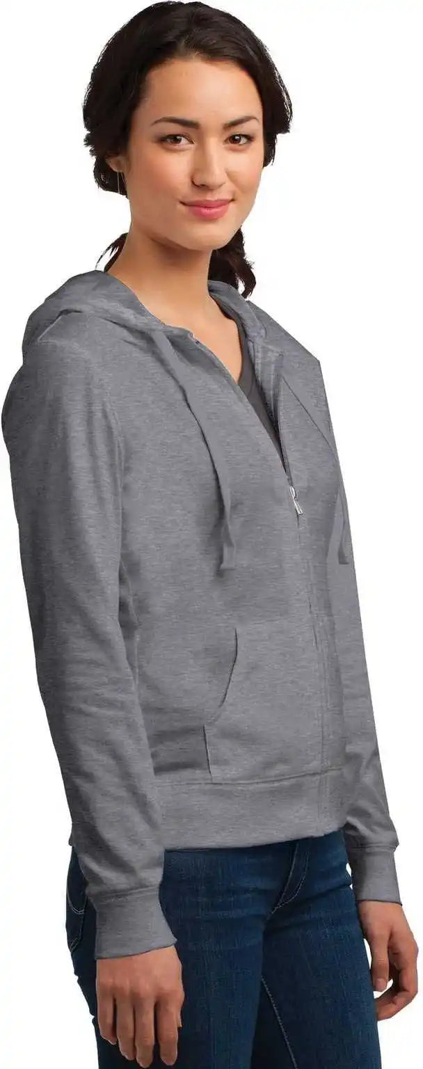District Dt2100 Women’s Fitted Jersey Full Zip Hoodie Dark Heather Gray