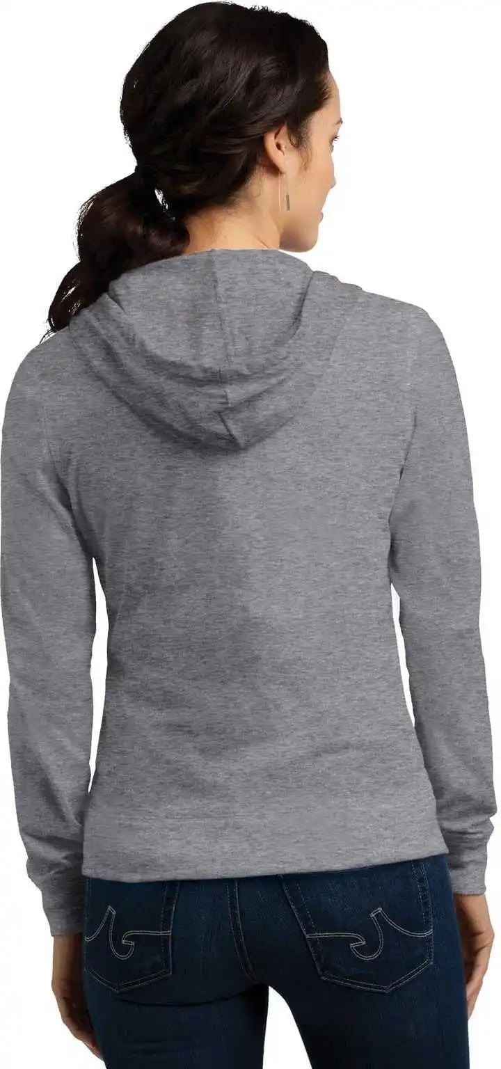 District Dt2100 Women’s Fitted Jersey Full Zip Hoodie Dark Heather Gray