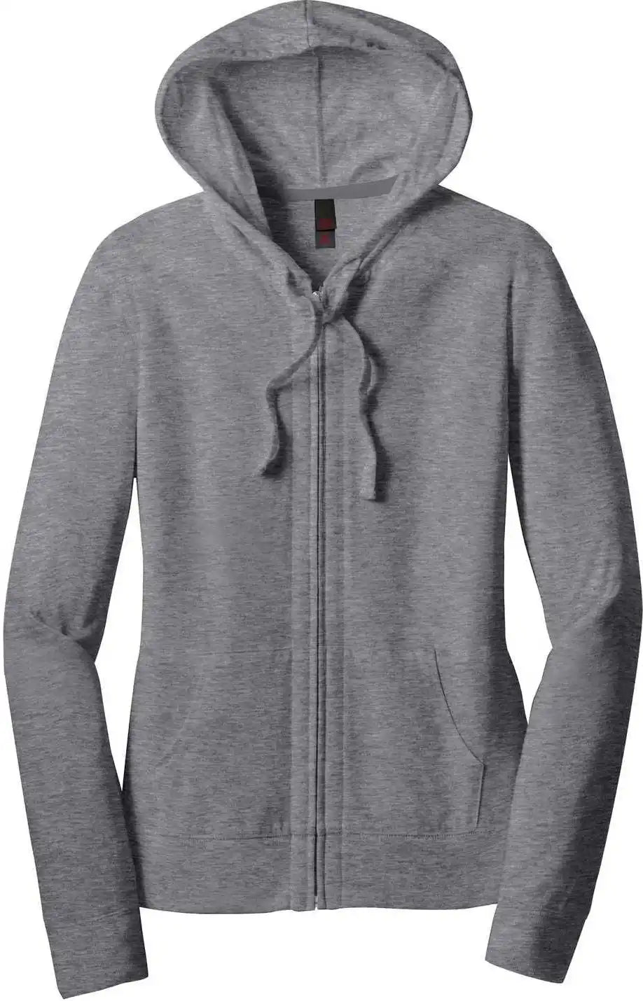 District Dt2100 Women’s Fitted Jersey Full Zip Hoodie Dark Heather Gray