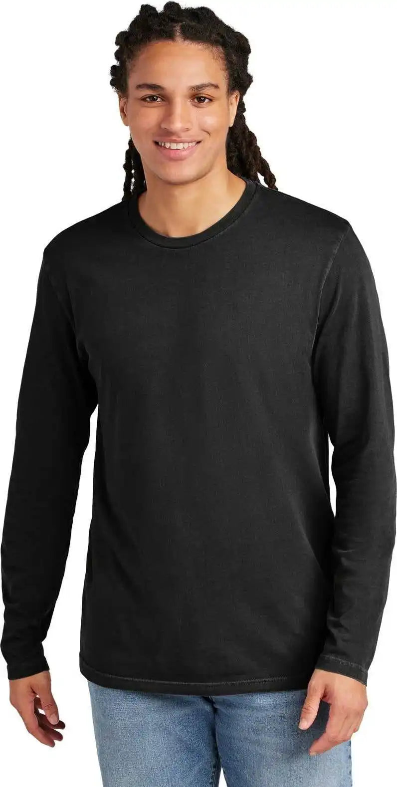 District Dt2103 Wash Long Sleeve Tee - Black