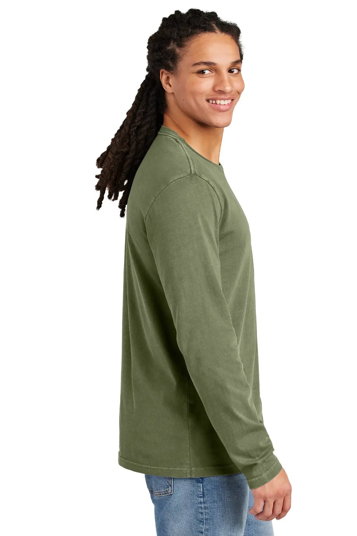 District Dt2103 Wash Long Sleeve Tee - Olive Drab Green