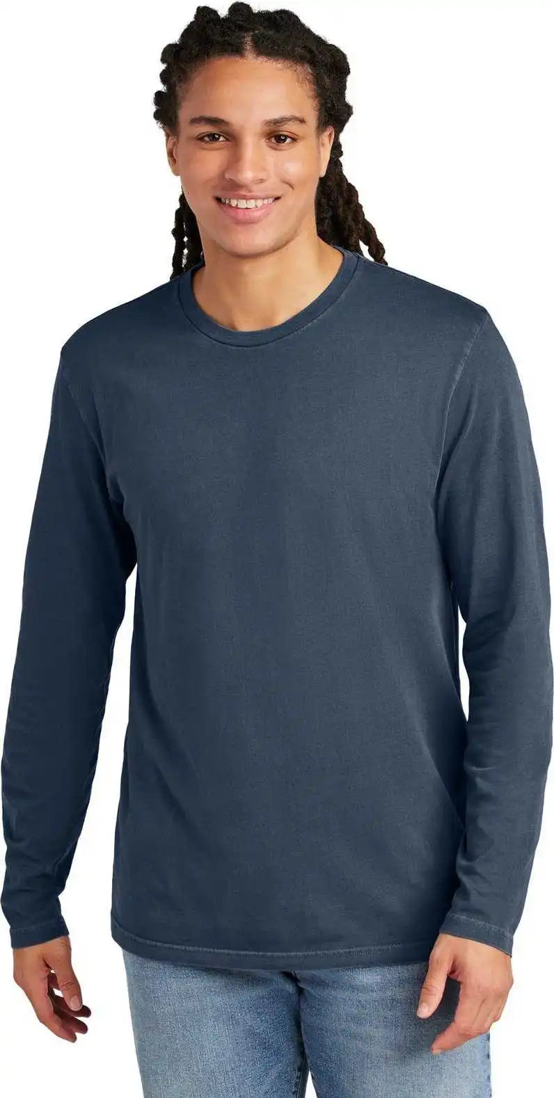 District Dt2103 Wash Long Sleeve Tee - True Navy