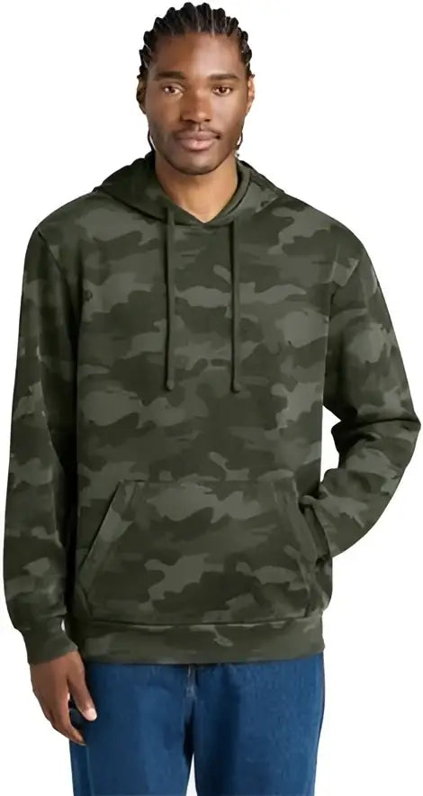 District Dt2200c Wash Camo Fleece Hoodie - Graphite