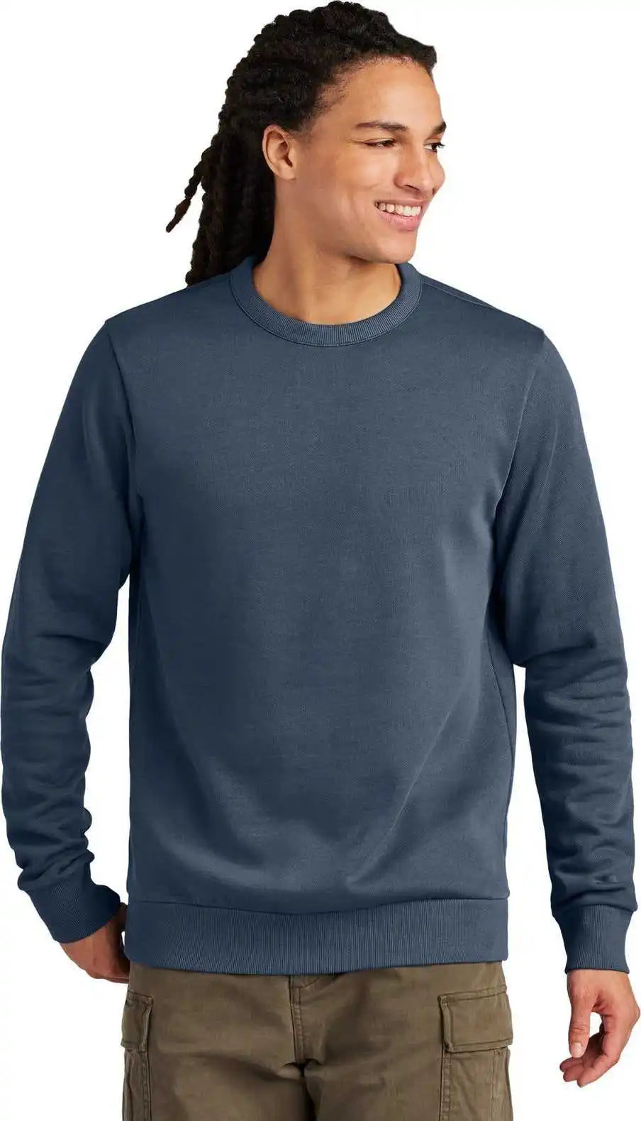 District Dt2204 Wash Fleece Crew True Navy