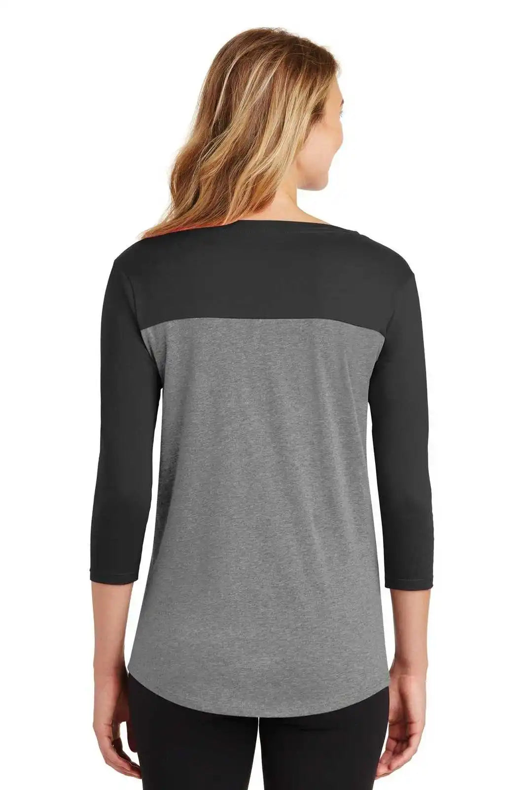 District Dt2700 Women’s Rally 3/4-sleeve Tee - Black Gray Frost