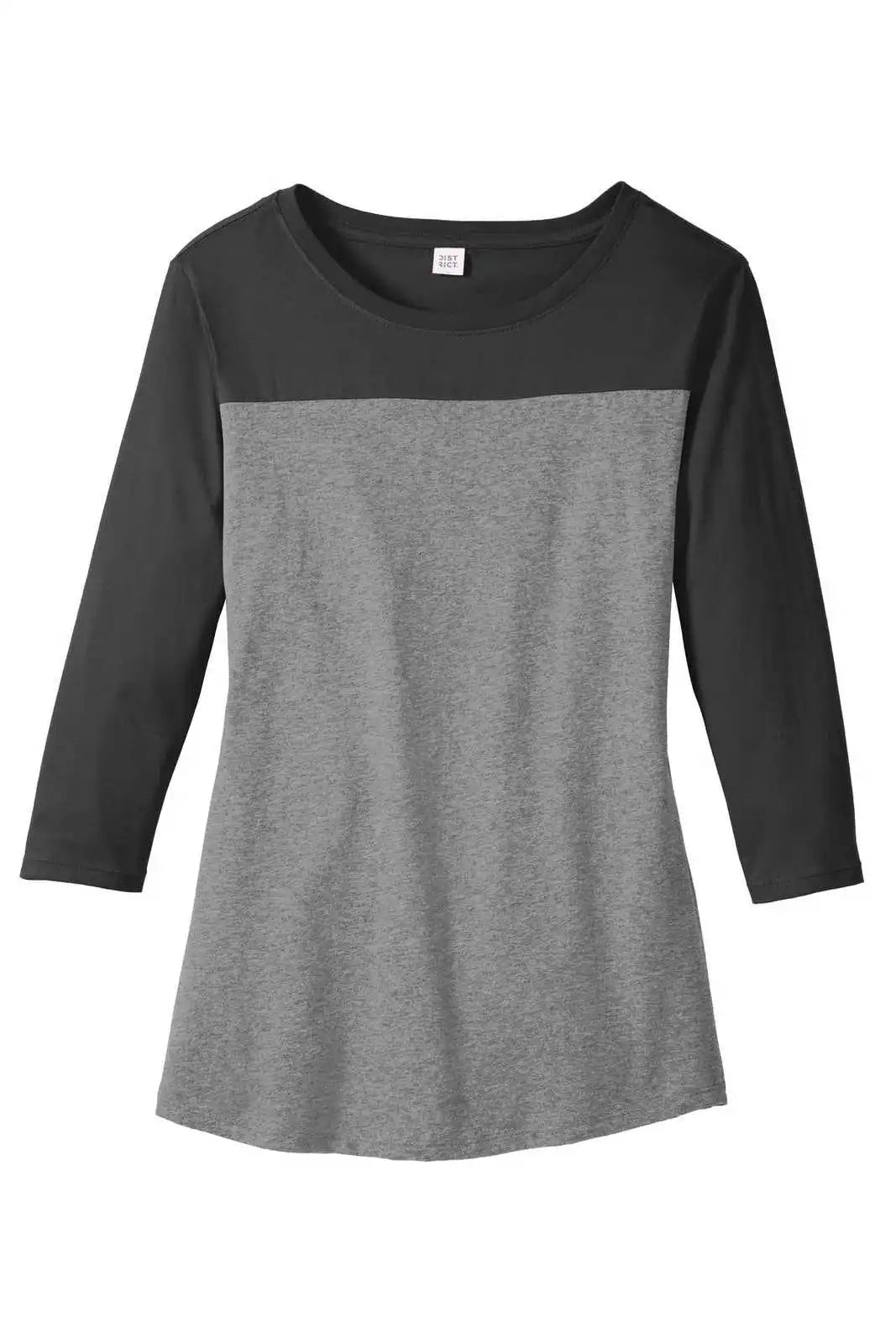 District Dt2700 Women’s Rally 3/4-sleeve Tee - Black Gray Frost