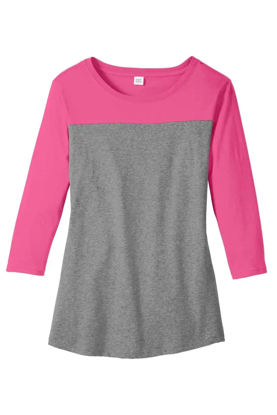 District Dt2700 Women’s Rally 3/4-sleeve Tee - Dark Fuchsia Gray Frost