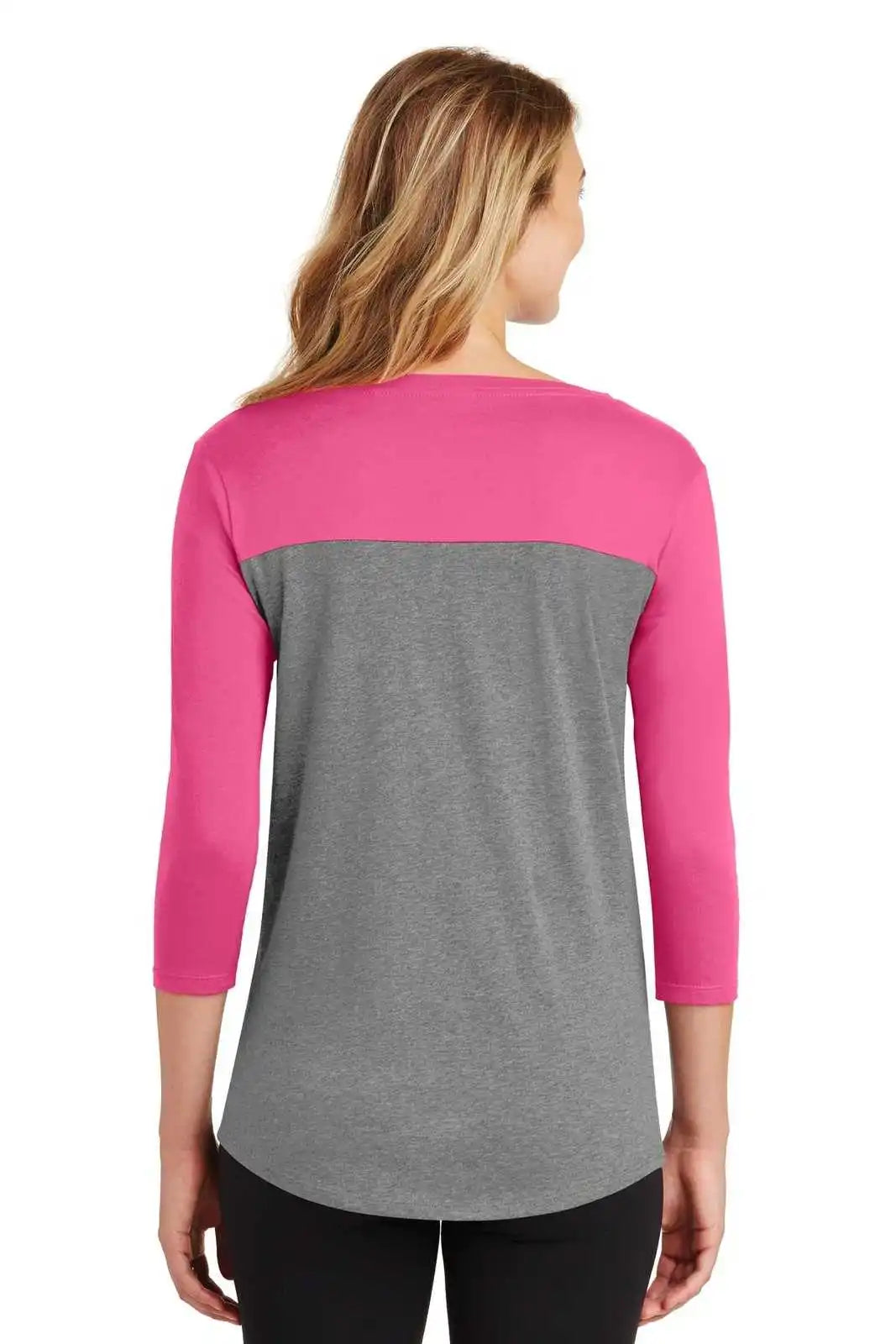 District Dt2700 Women’s Rally 3/4-sleeve Tee - Dark Fuchsia Gray Frost