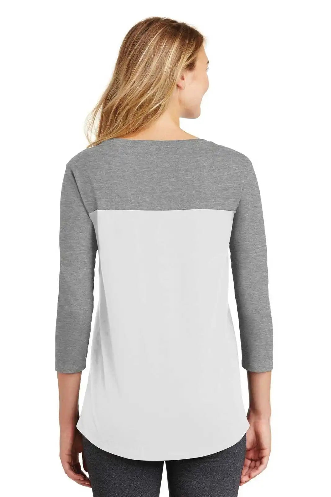 District Dt2700 Women’s Rally 3/4-sleeve Tee - Gray Frost White